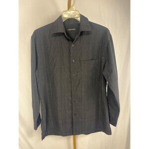 Pierre Cardin Mens Black Long-Sleeve Button-Up Shirt Size M With Pocket